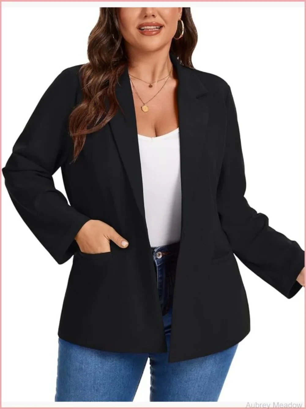 Plus Size Blazer Jacket Long Sleeve Business Casual Notch Lapel Open Front